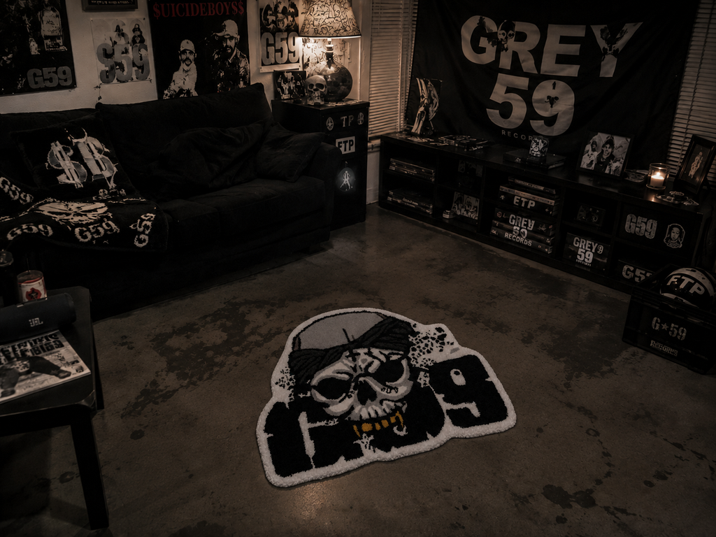 G59 Records Inspired "Skull & Bandana" Tufted Rug💀