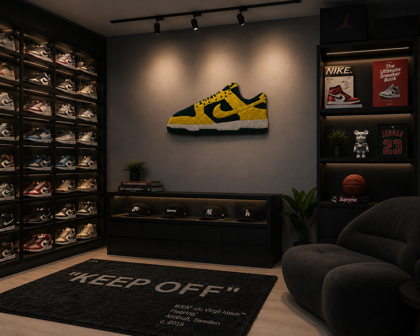 Nike Dunk Low "Brazil" Tufted Rug 👟 Custom Sneakerhead Room Decor