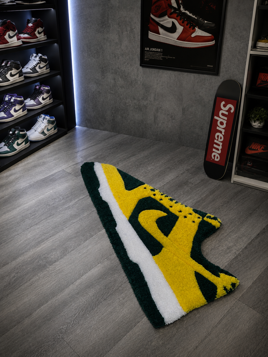 Nike Dunk Low "Brazil" Tufted Rug 👟 Custom Sneakerhead Room Decor