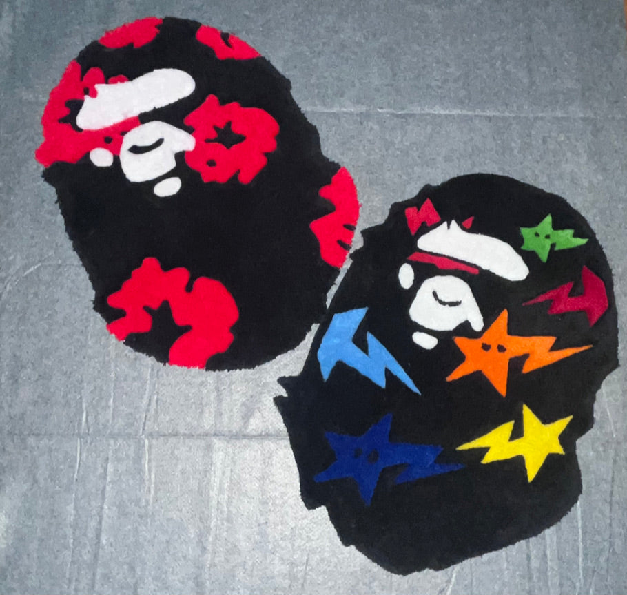 BAPE "Multi-Star" Ape Head Tufted Rug