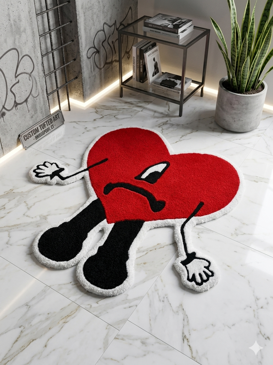 "Un Verano Sin Ti" Heart Mascot Tufted Rug