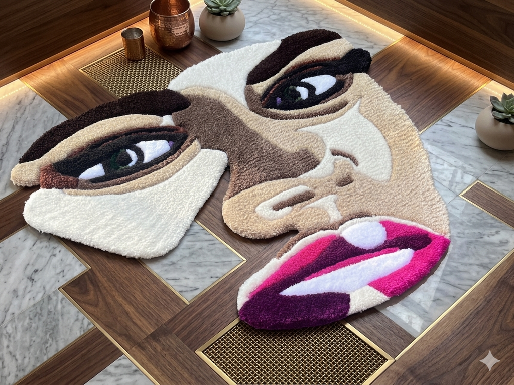 Abstract Portrait Tufted Rug