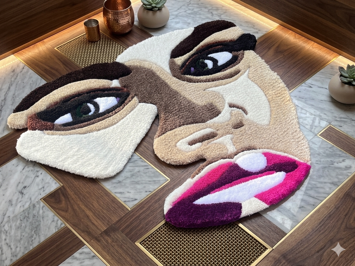 Abstract Portrait Tufted Rug