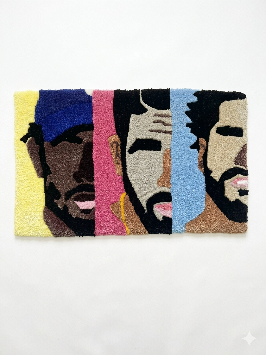 🎤 "3 Heade Goat" Rap Titans Silhouette Rug