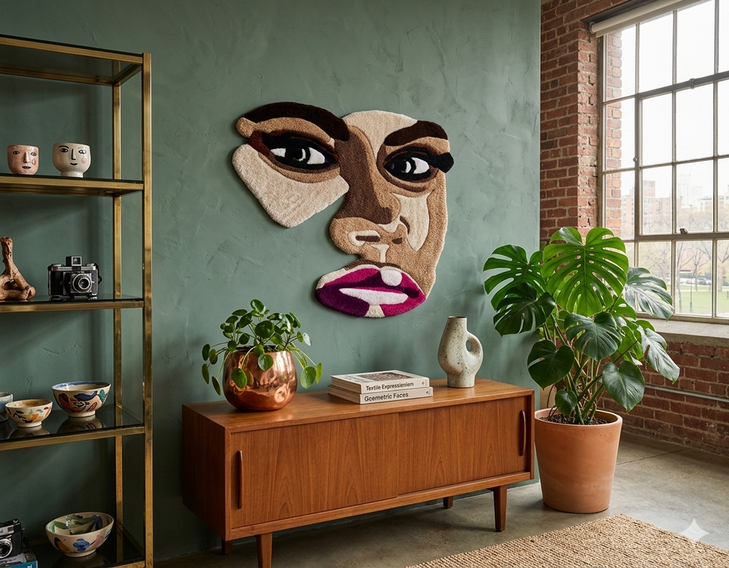 Abstract Portrait Tufted Rug
