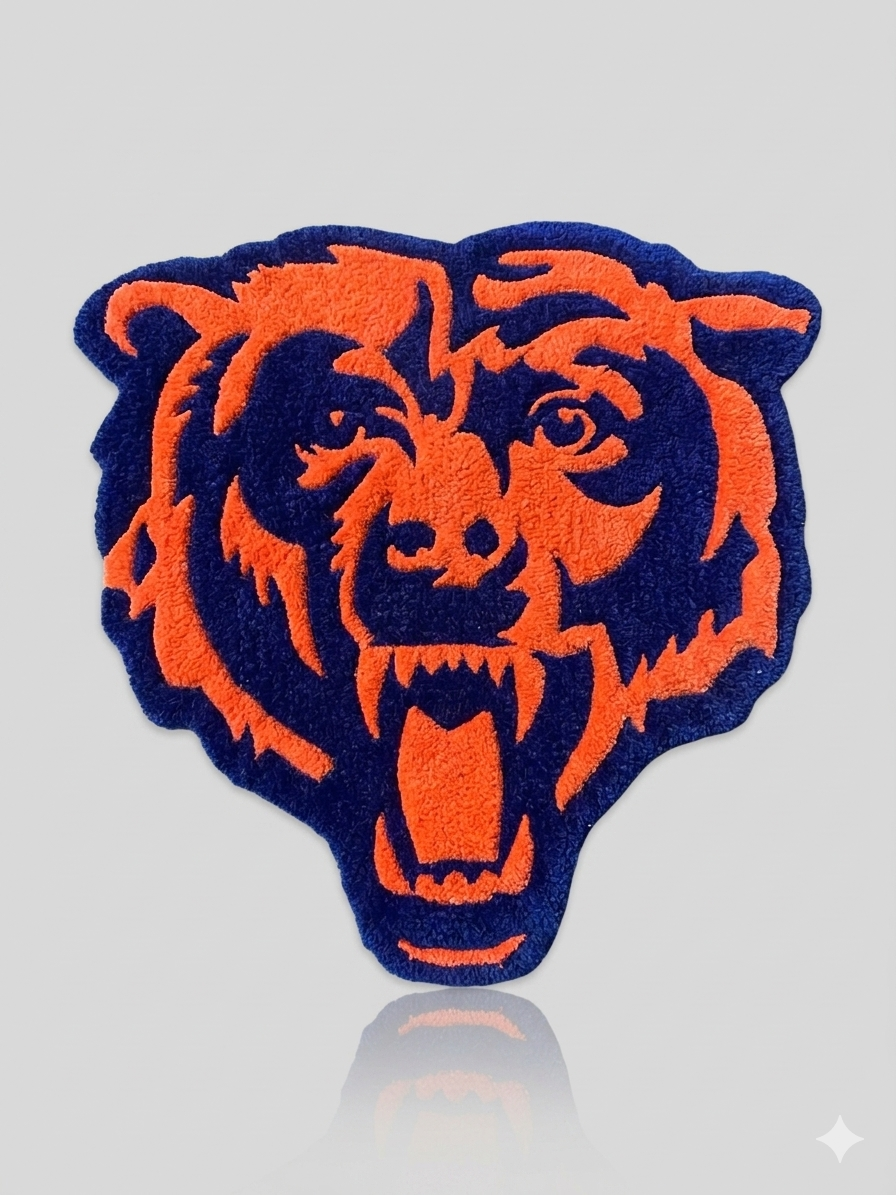 Bears Roaring Bear Head Tufted Rug | Custom NFL Sports Decor🐻