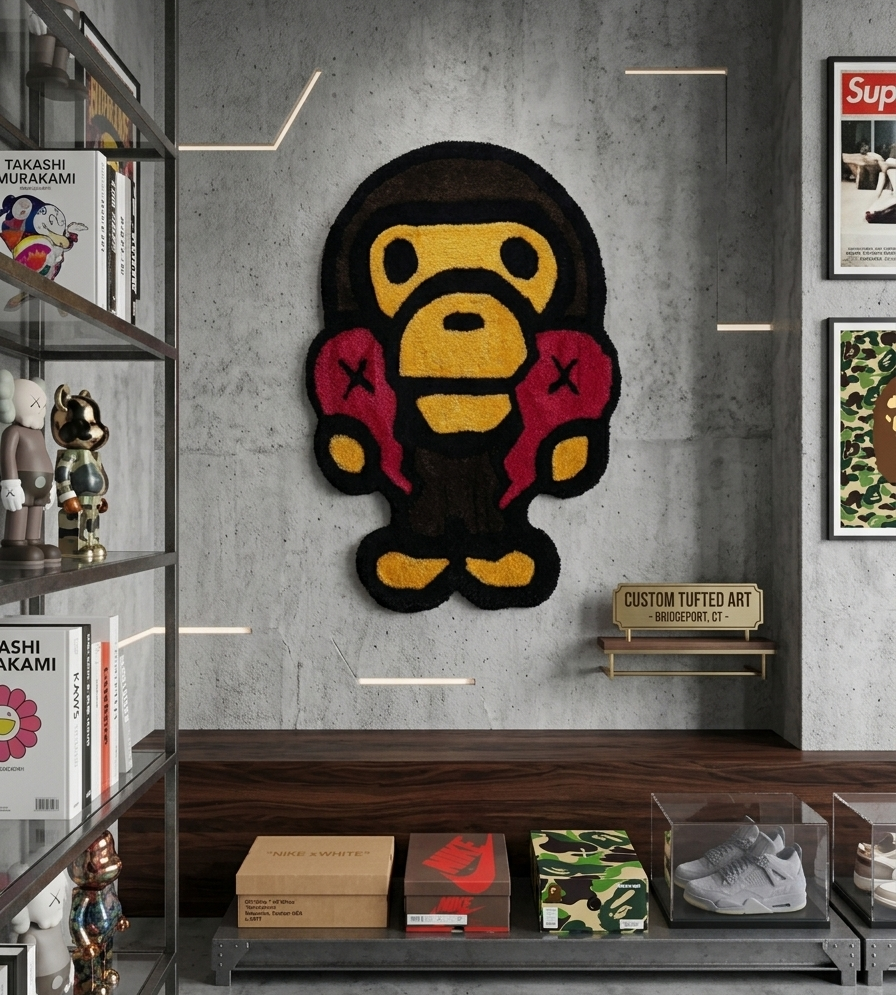 Baby Milo x KAWS Broken Heart Custom Tufted Rug 🐵