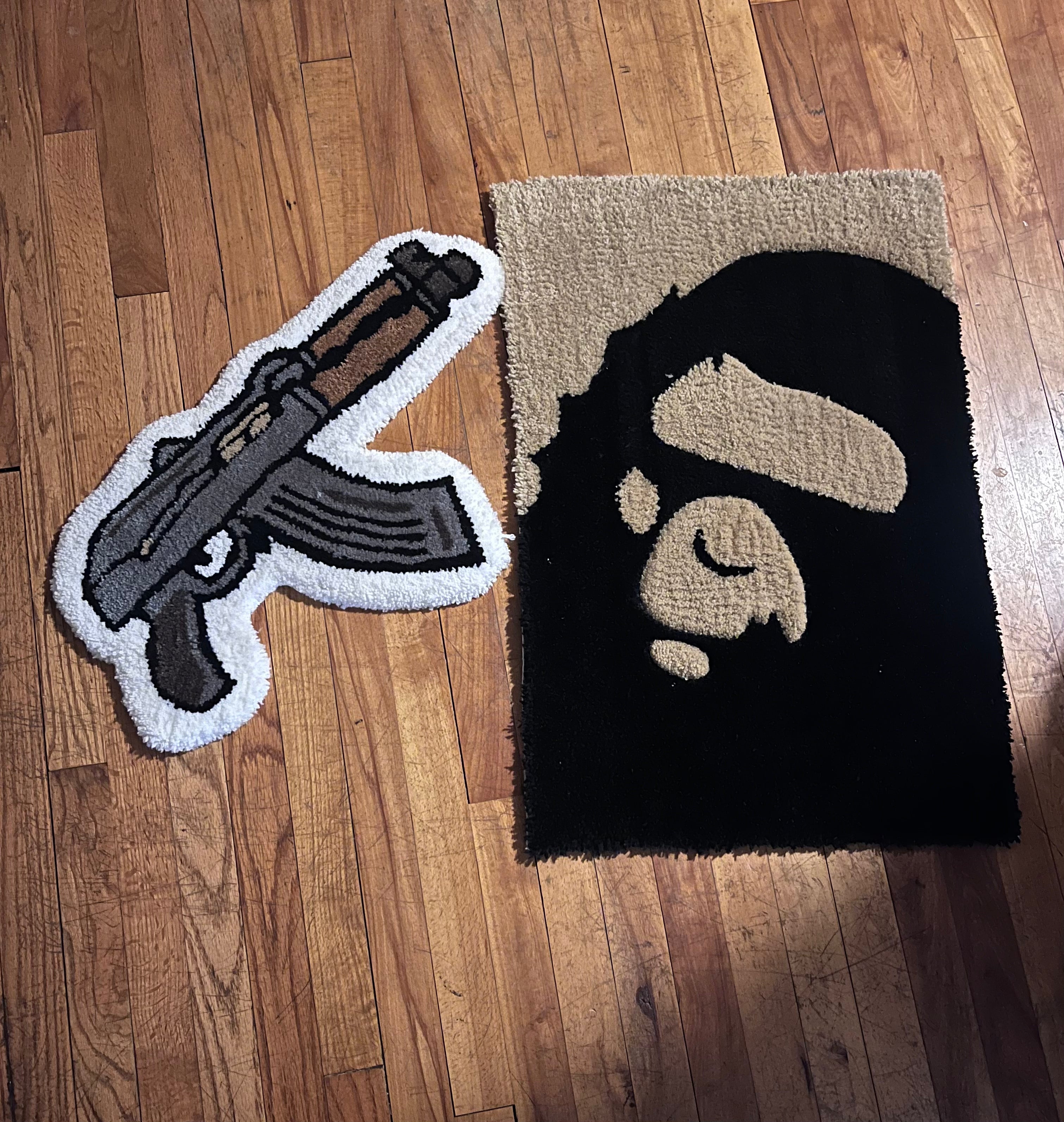Vintage AK Rifle-Style Tufted Rug
