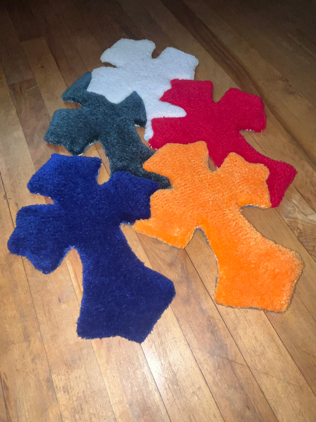 Chrome Hearts Inspired Leather Patch Cross Tufted Rug