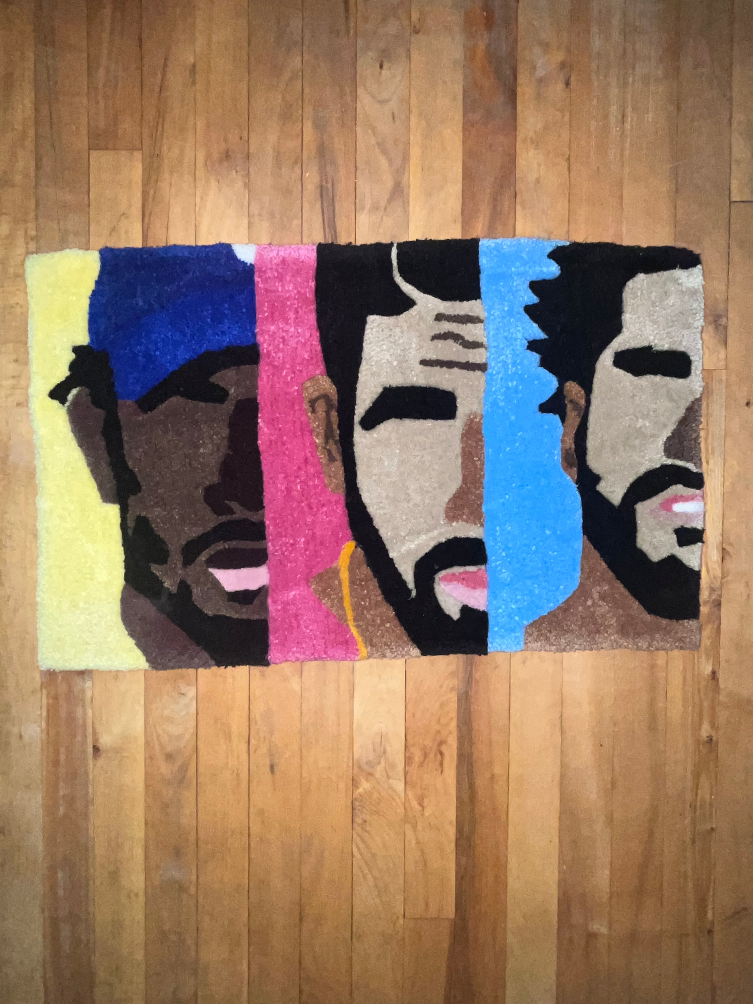 🎤 "3 Heade Goat" Rap Titans Silhouette Rug