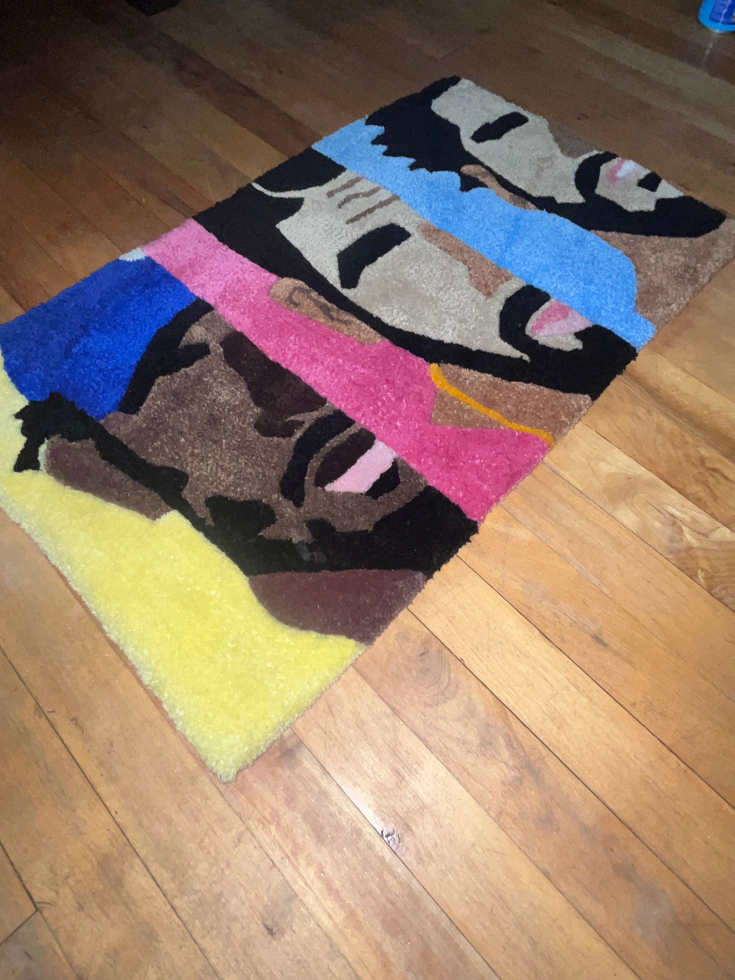 🎤 "3 Heade Goat" Rap Titans Silhouette Rug