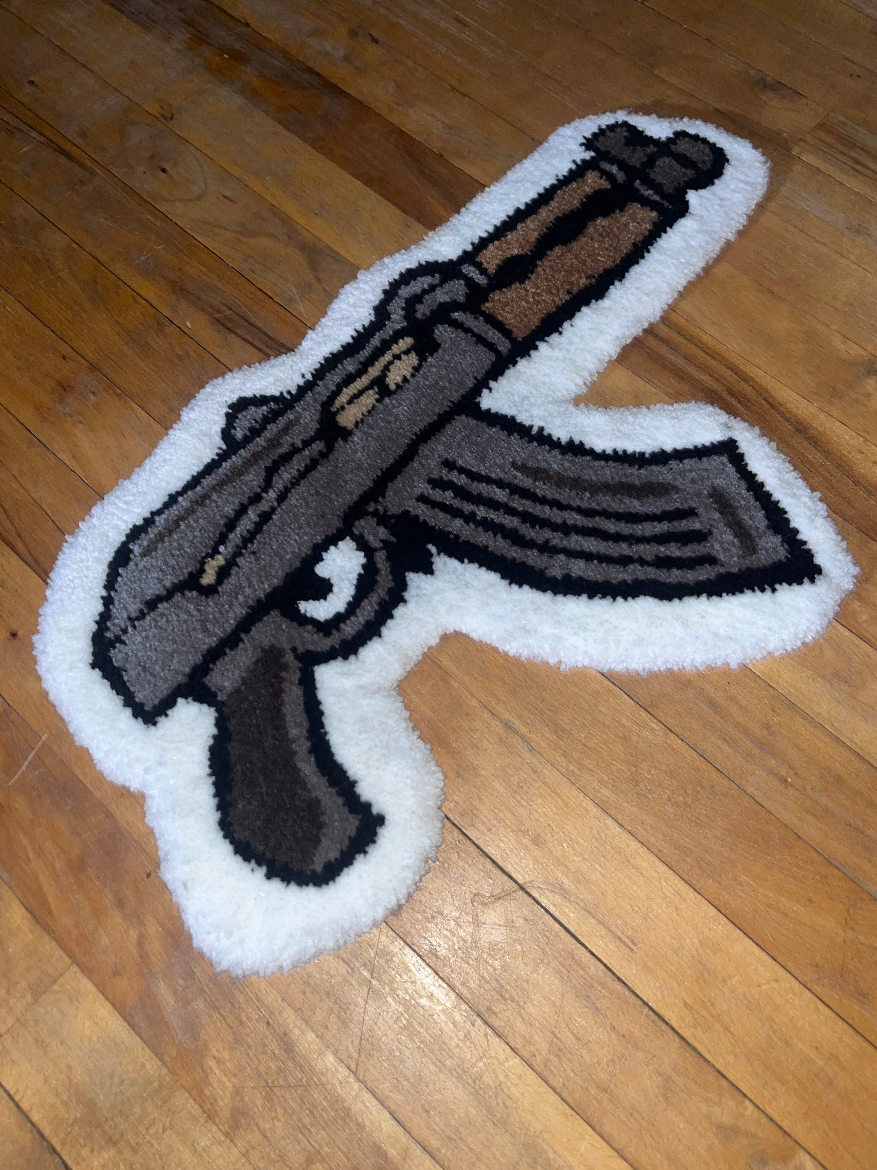 Vintage AK Rifle-Style Tufted Rug