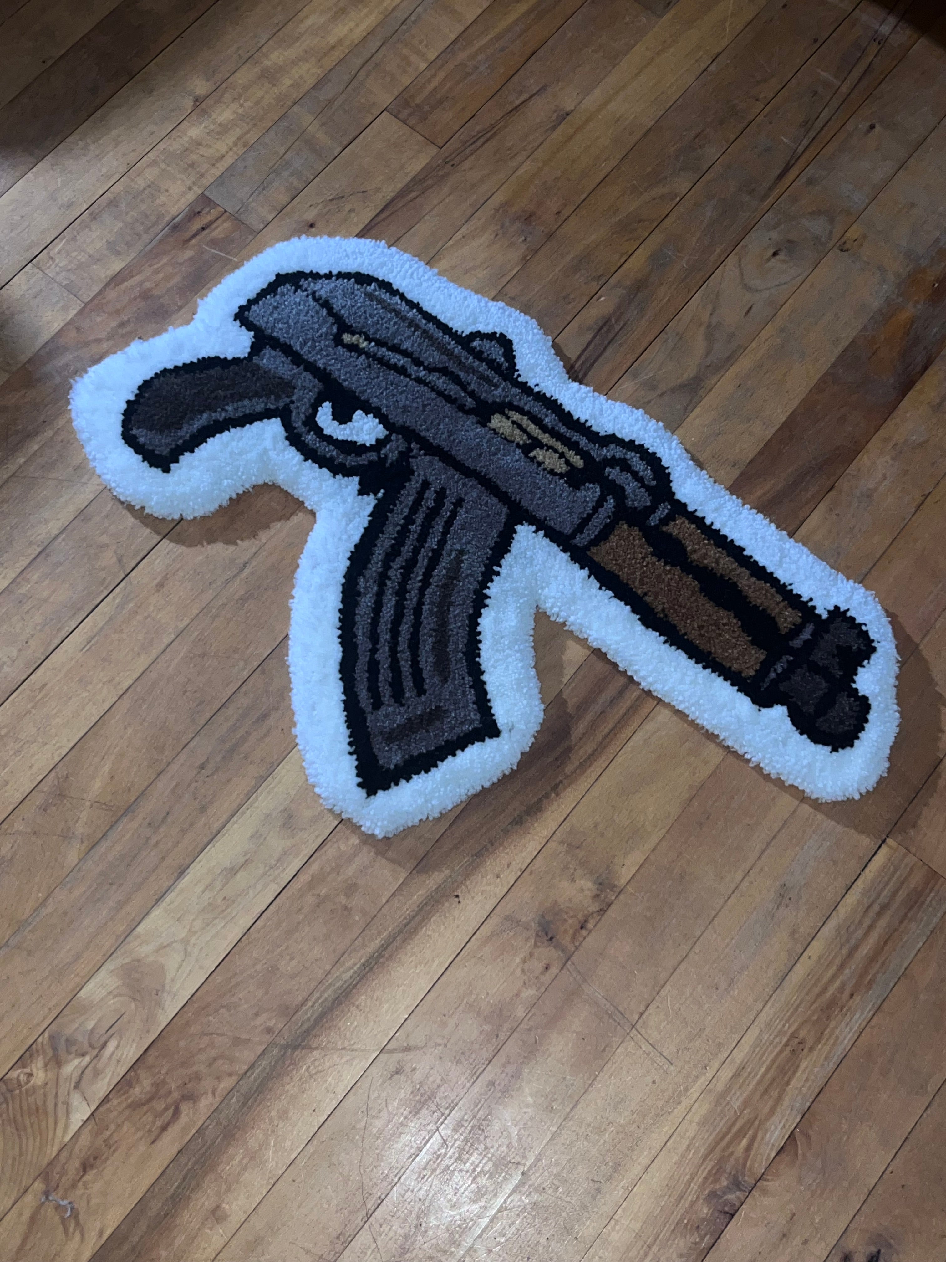 Vintage AK Rifle-Style Tufted Rug