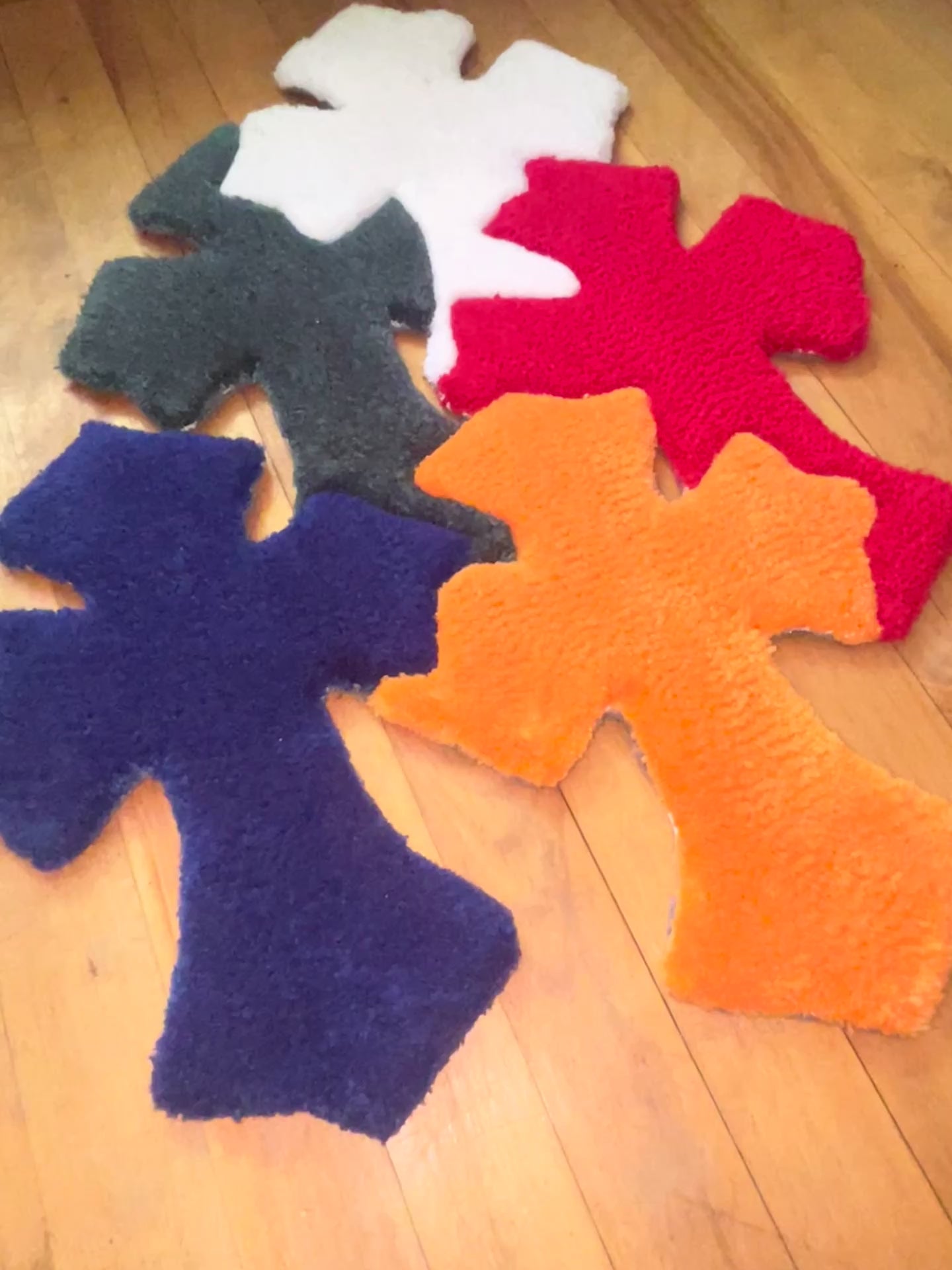 Chrome Hearts Inspired Leather Patch Cross Tufted Rug
